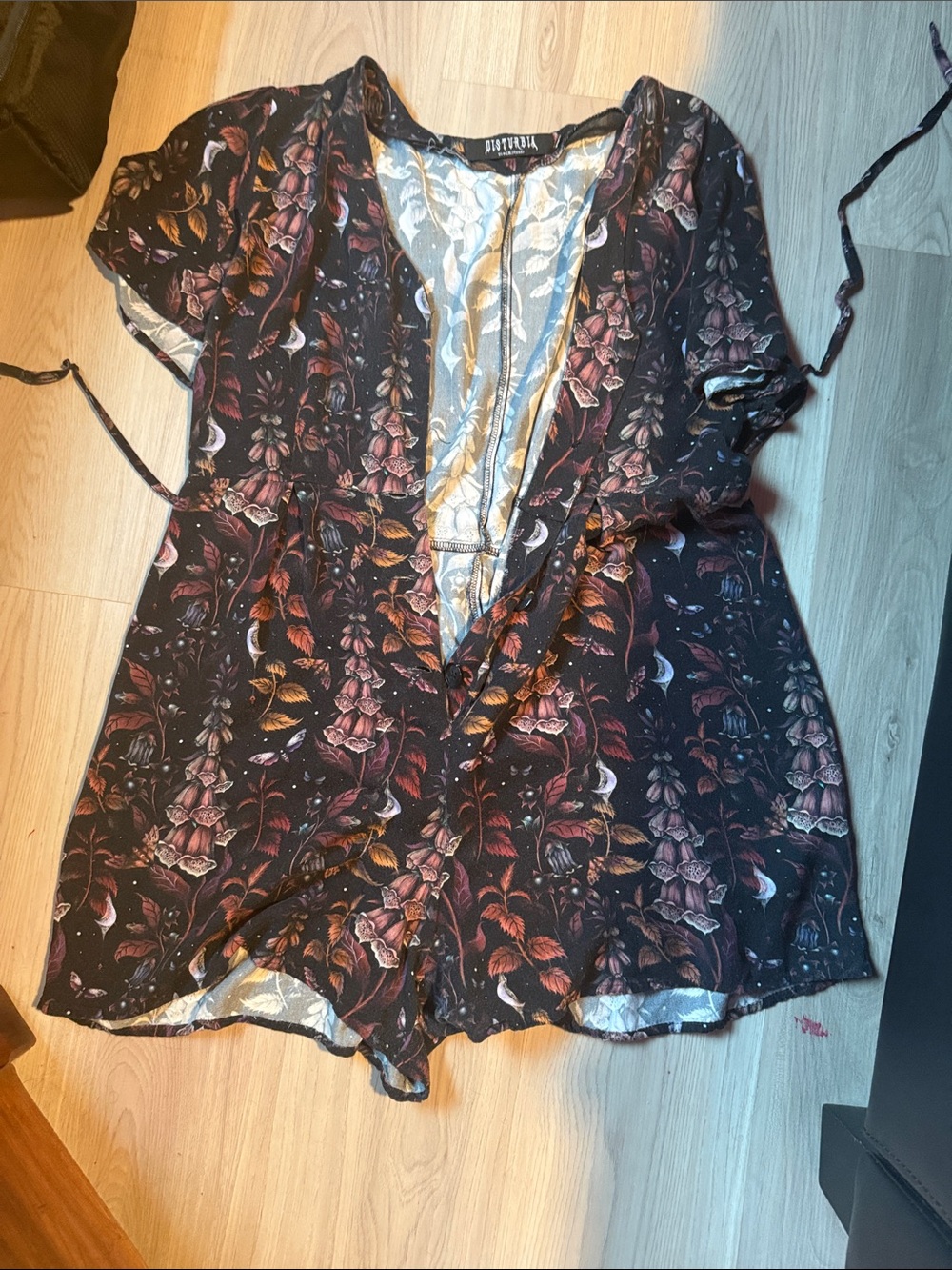 Disturbia Black Floral Shorts Romper